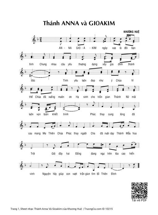 Sheet PDF of Thánh Anna Và Gioakim