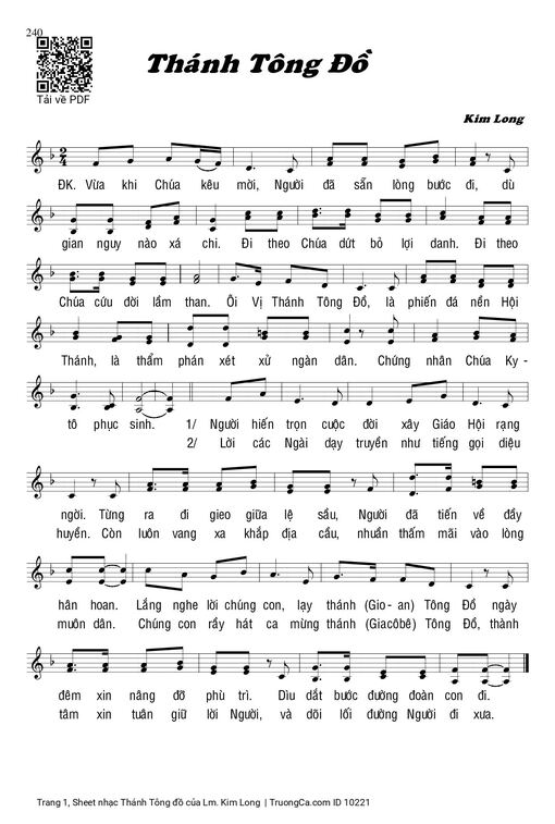 Sheet PDF of Thánh Tông đồ