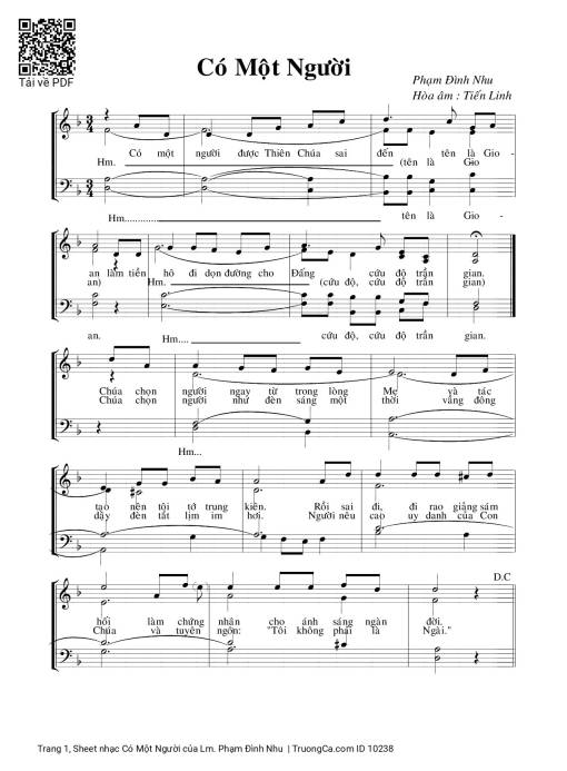 Sheet PDF of Có Một Người
