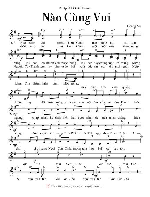 Sheet PDF of Nào Cùng Vui - Hoàng Vũ