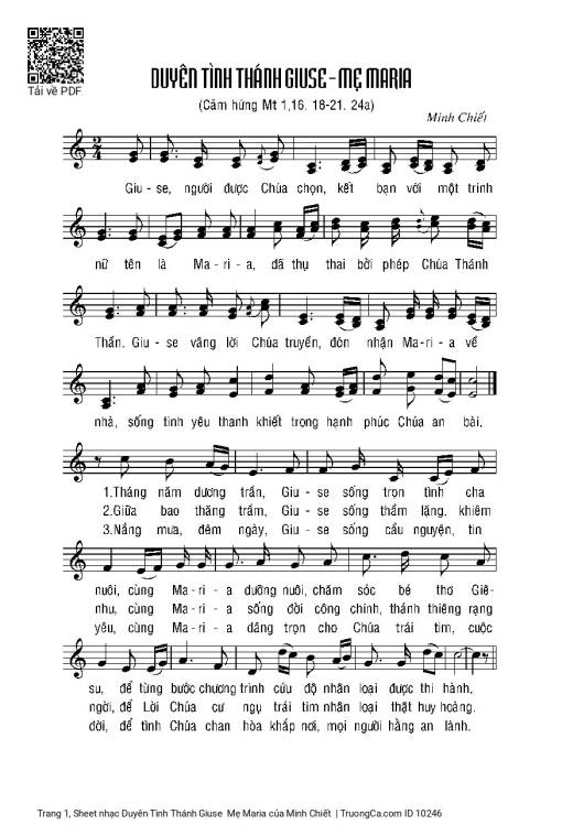 Sheet PDF of Duyên Tình Thánh Giuse  Mẹ Maria