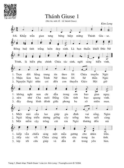 Sheet PDF of Thánh Giuse 1 - Lm. Kim Long