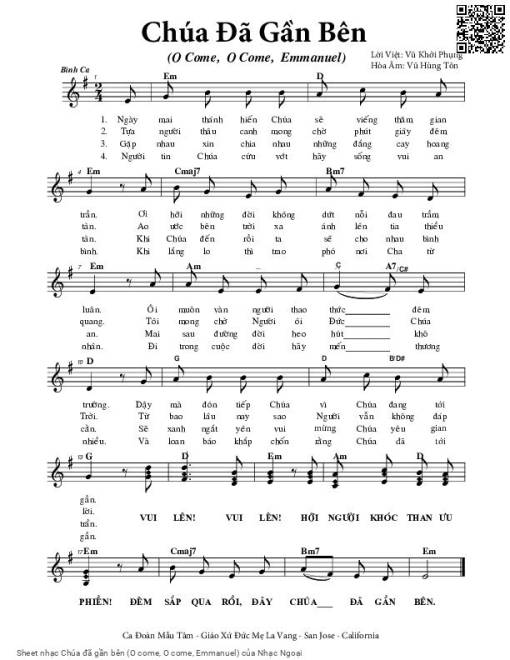Sheet PDF of Chúa đã gần bên (O come, O come, Emmanuel)