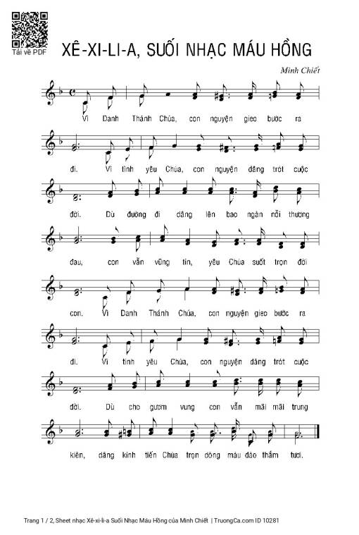 Sheet PDF of Xê-xi-li-a Suối Nhạc Máu Hồng
