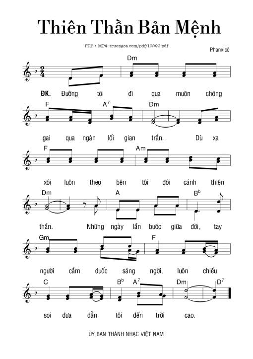 Sheet PDF of Thiên Thần Bản Mệnh