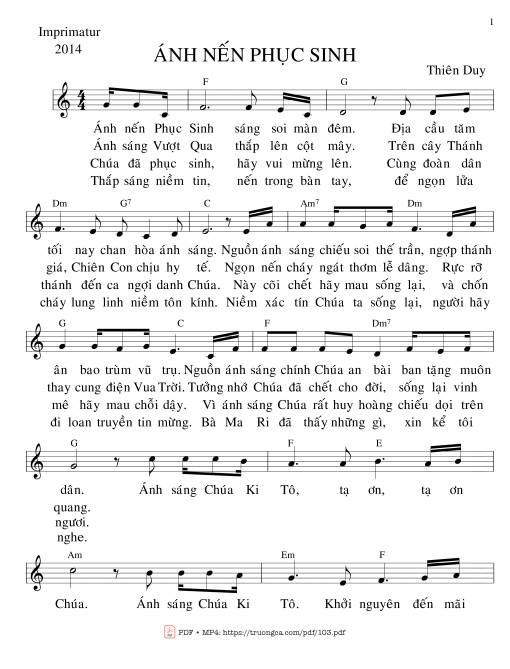 Sheet PDF of Ánh nến phục sinh