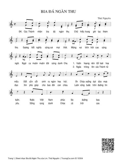 Sheet PDF of Bia đá Ngàn Thu