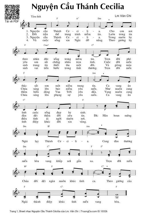 Sheet PDF of Nguyện Cầu Thánh Cêcilia