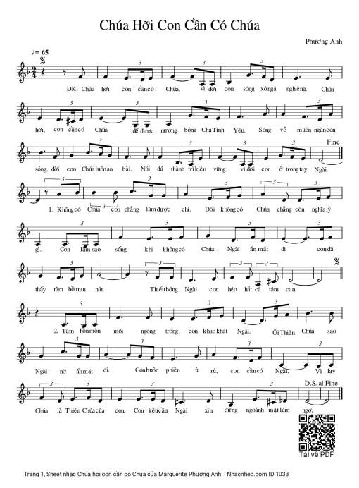 Sheet PDF of Chúa hỡi con cần có Chúa