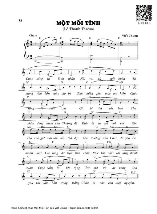 Sheet PDF of Một Mối Tình