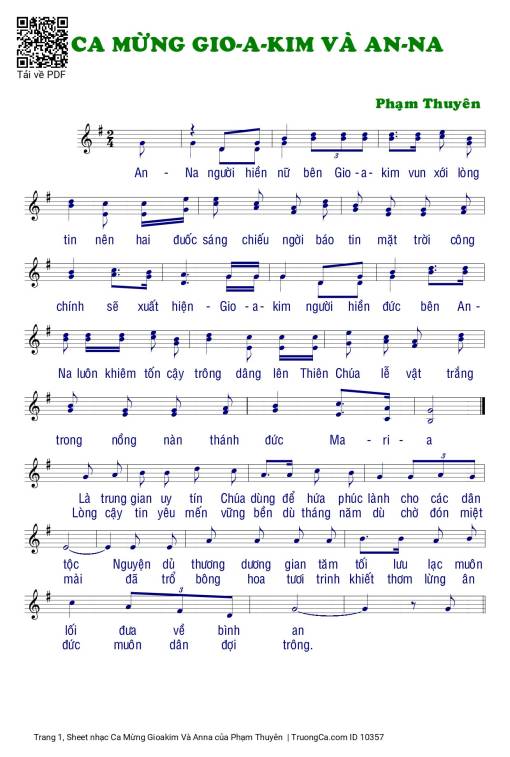 Sheet PDF of Ca Mừng Gioakim Và Anna