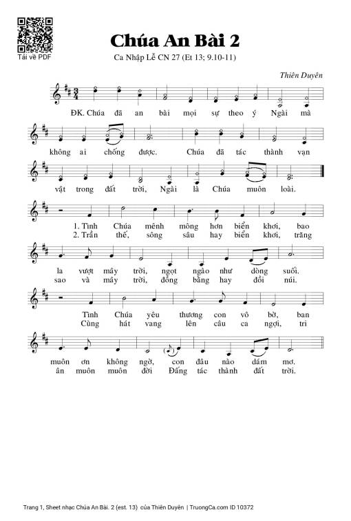 Sheet PDF of Chúa An Bài. 2 (est. 13) 