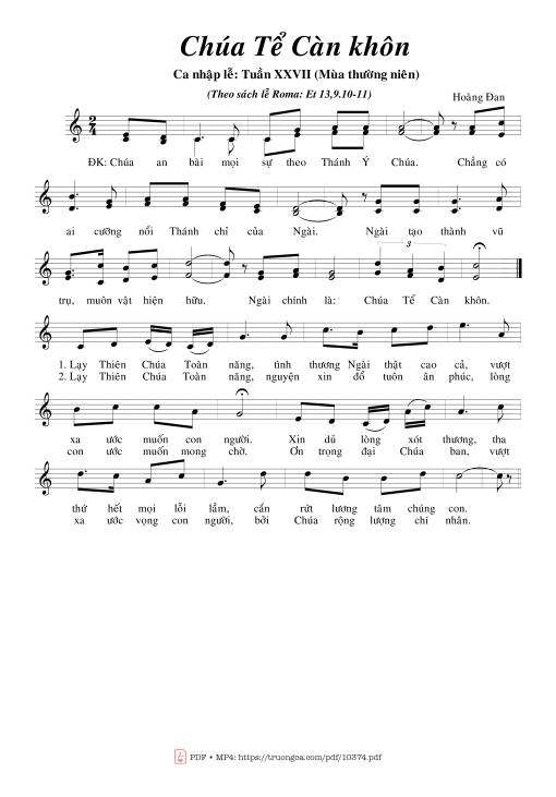 Sheet PDF of Chúa Tể Càn Khôn