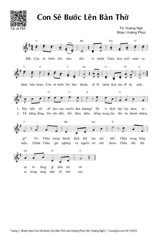 Sheet PDF of Con Sẽ Bước Lên Bàn Thờ