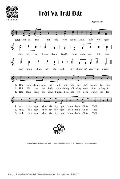 Sheet PDF of Trời Và Trái đất