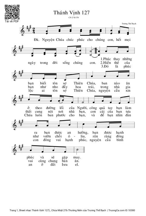 Sheet PDF of Thánh Vịnh 127, Chúa Nhật 27b Thường Niên