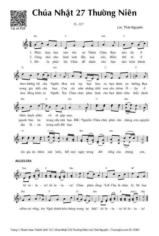 Thánh Vịnh 127, Chúa Nhật 27b Thường Niên