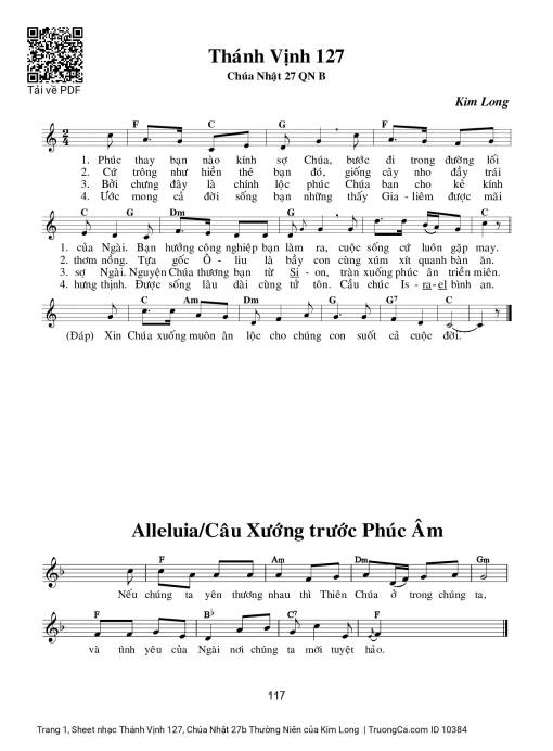 Thánh Vịnh 127, Chúa Nhật 27b Thường Niên