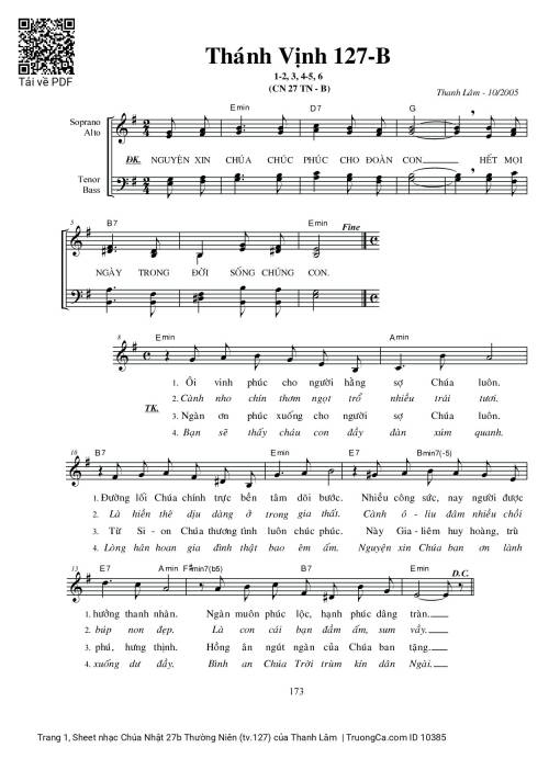 Sheet PDF of Chúa Nhật 27b Thường Niên (tv.127)