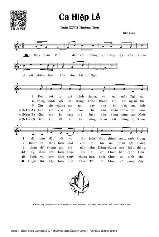 Sheet PDF of Ca Hiệp Lễ (27 Thường Niên)