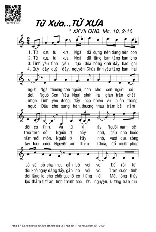 Sheet PDF of Từ Xưa Từ Xưa