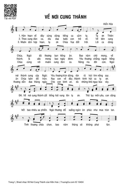 Sheet PDF of Về Nơi Cung Thánh