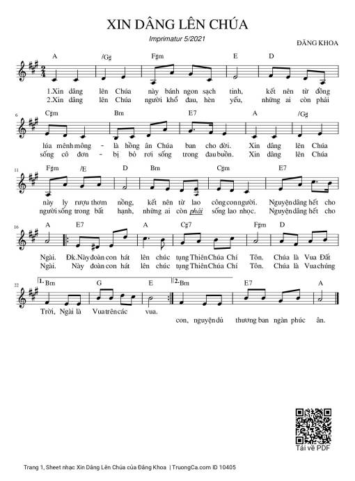 Sheet PDF of Xin Dâng Lên Chúa