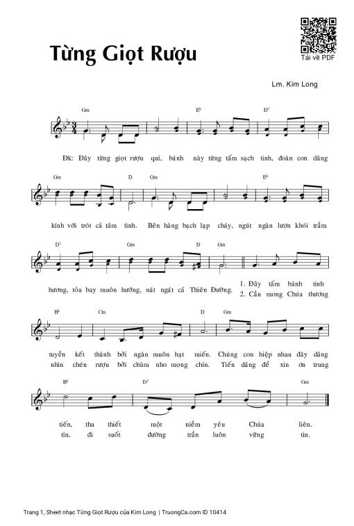 Sheet PDF of Từng Giọt Rượu