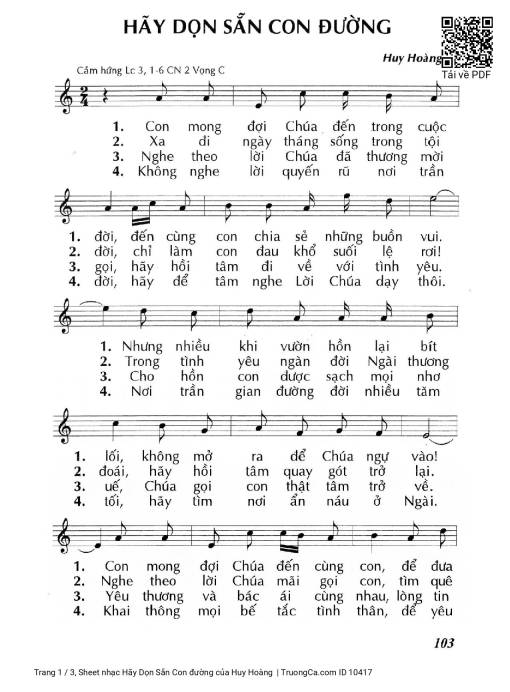 Sheet PDF of Hãy Dọn Sẵn Con đường