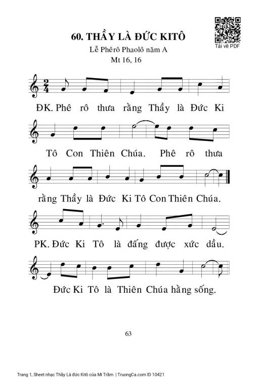 Sheet PDF of Thầy Là đức Kitô