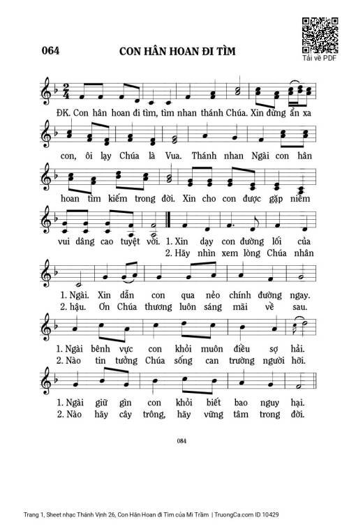 Sheet PDF of Thánh Vịnh 26, Con Hân Hoan đi Tìm
