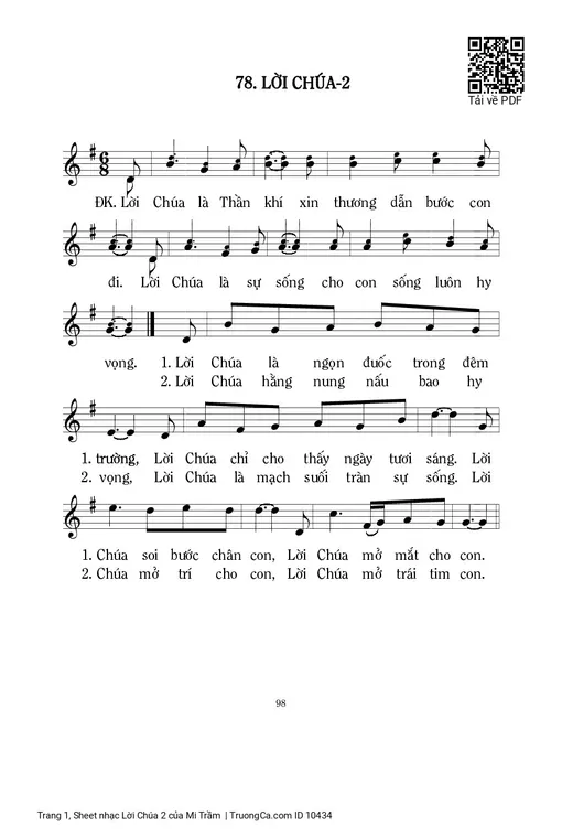 Sheet PDF of Lời Chúa 2 - Mi Trầm