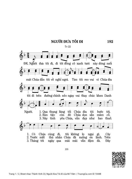 Sheet PDF of Thánh Vịnh 22, Người đưa Tôi đi