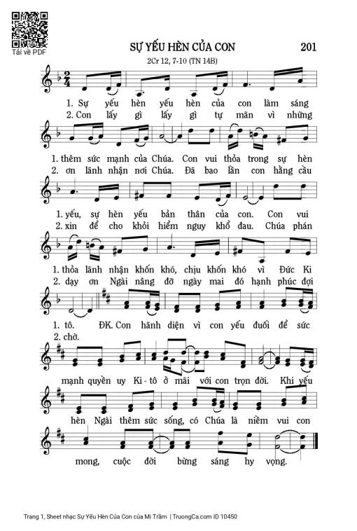 Sheet PDF of Sự Yếu Hèn Của Con