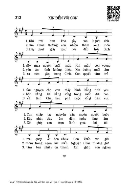 Sheet PDF of Xin đến Với Con