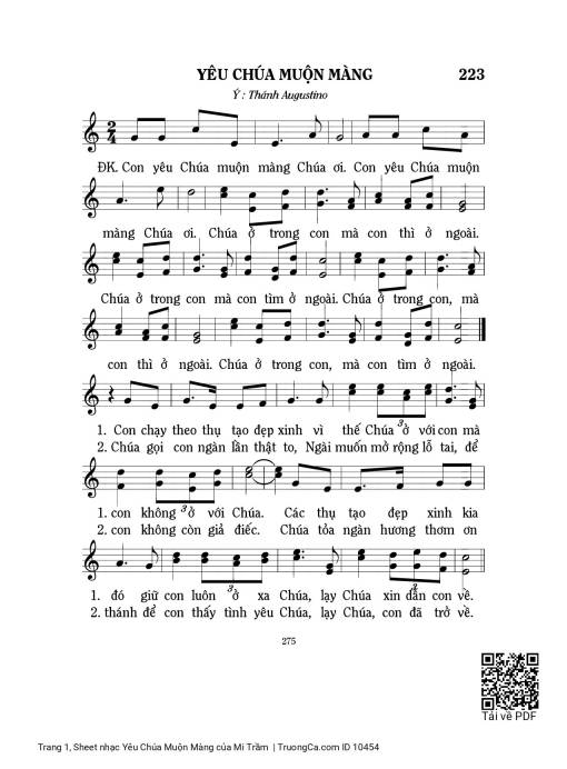 Sheet PDF of Yêu Chúa Muộn Màng