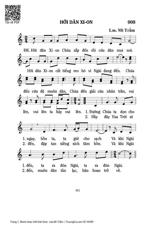 Sheet PDF of Hỡi Dân Sion 