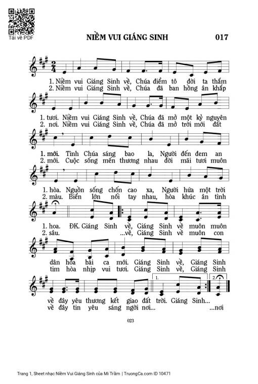 Sheet PDF of Niềm Vui Giáng Sinh