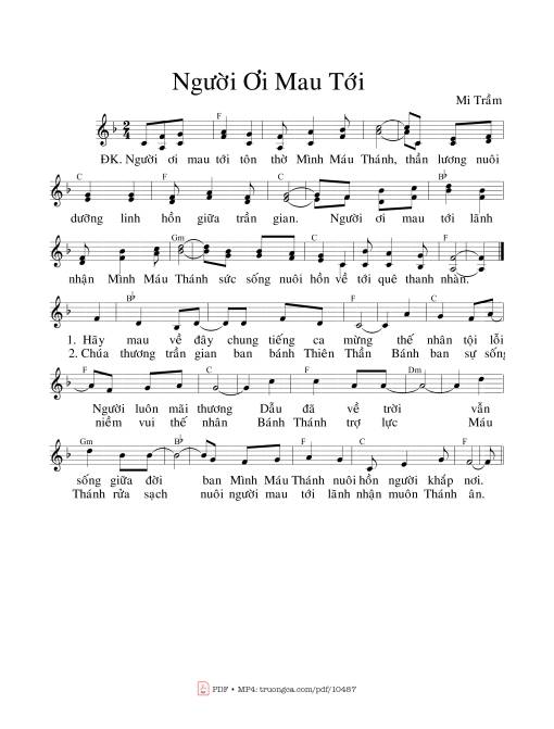 Sheet PDF of Người ơi Mau Tới