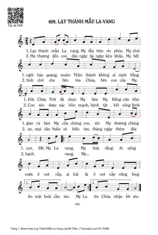 Sheet PDF of Lạy Thánh Mẫu La Vang