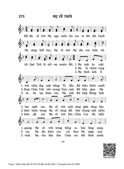 Sheet PDF of Mẹ Về Trời (15.08)