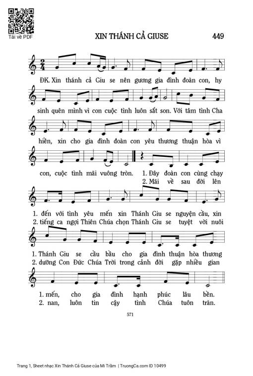 Sheet PDF of Xin Thánh Cả Giuse