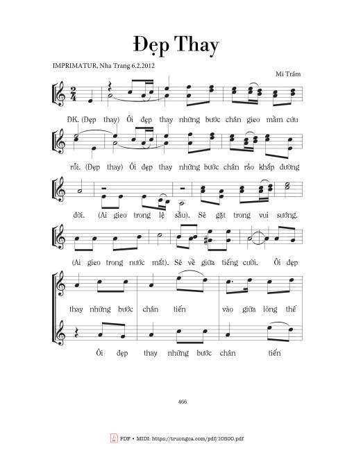 Sheet PDF of Đẹp Thay, ôi đẹp thay