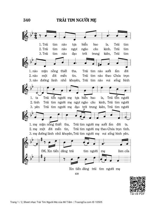 Sheet PDF of Trái Tim Người Mẹ