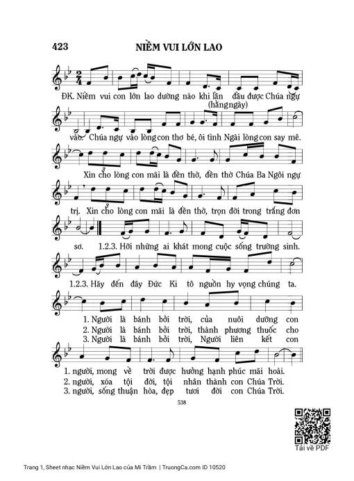 Sheet PDF of Niềm Vui Lớn Lao