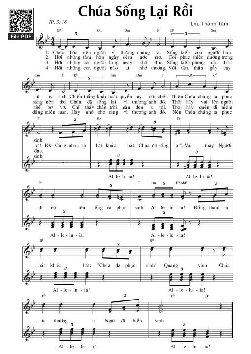 Sheet PDF of Chúa sống lại rồi