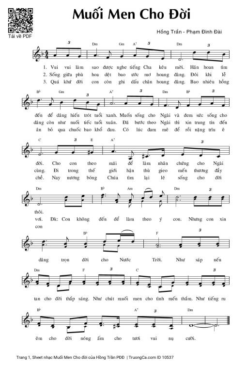 Sheet PDF of Muối Men Cho đời