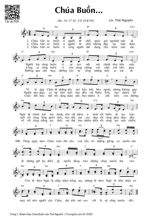 Sheet PDF of Chúa Buồn - Thái Nguyên