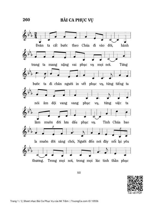 Sheet PDF of Bài Ca Phục Vụ