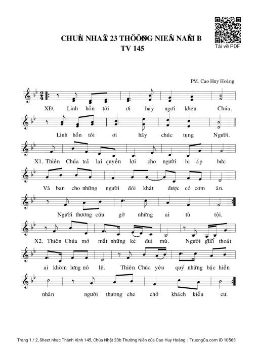 Sheet PDF of Thánh Vịnh 145, Chúa Nhật 23b Thường Niên